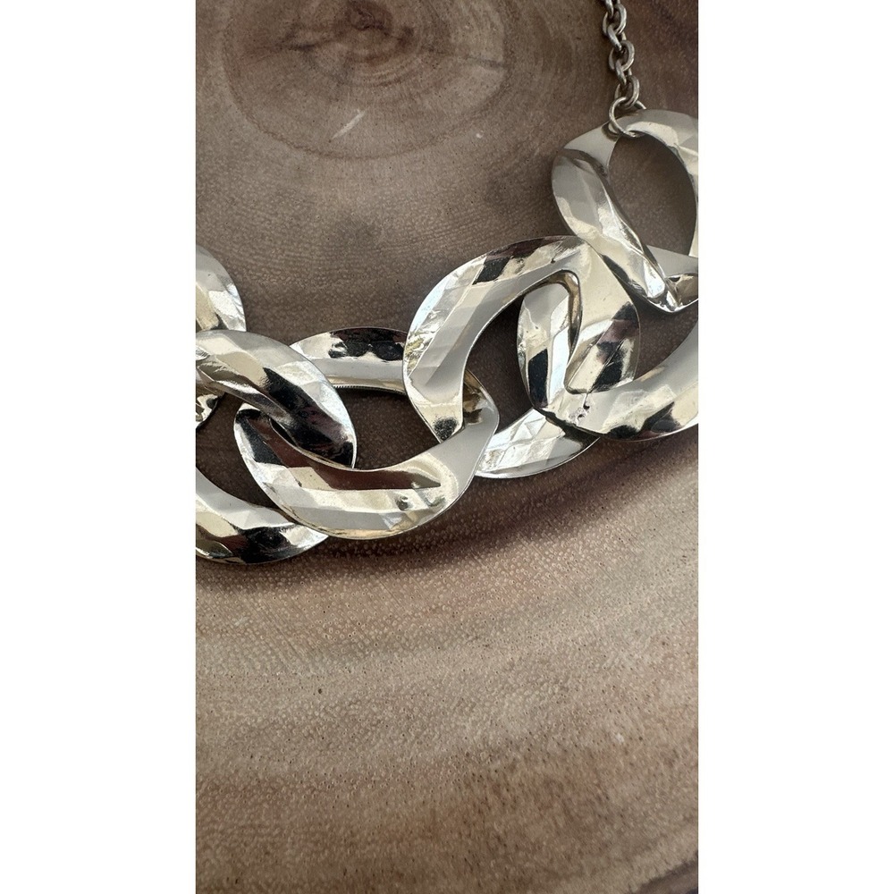 Chunky Gold Tone Statement Necklace Chain Geometric Circle Adjustable Boho Retro - Picture 3 of 7